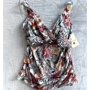 NWT Artesands Delacroix Tankini Top Eco Paradise Pale Blue Tropical D-G Cup US 8
